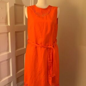 Ashley Stewart Orange Pleated Tie Front Sundress